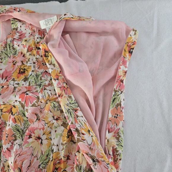 Ann Taylor Loft Pink Wildflower Floral Milkmaid Slip Knee Dress 6P Cottage - Picture 8 of 10